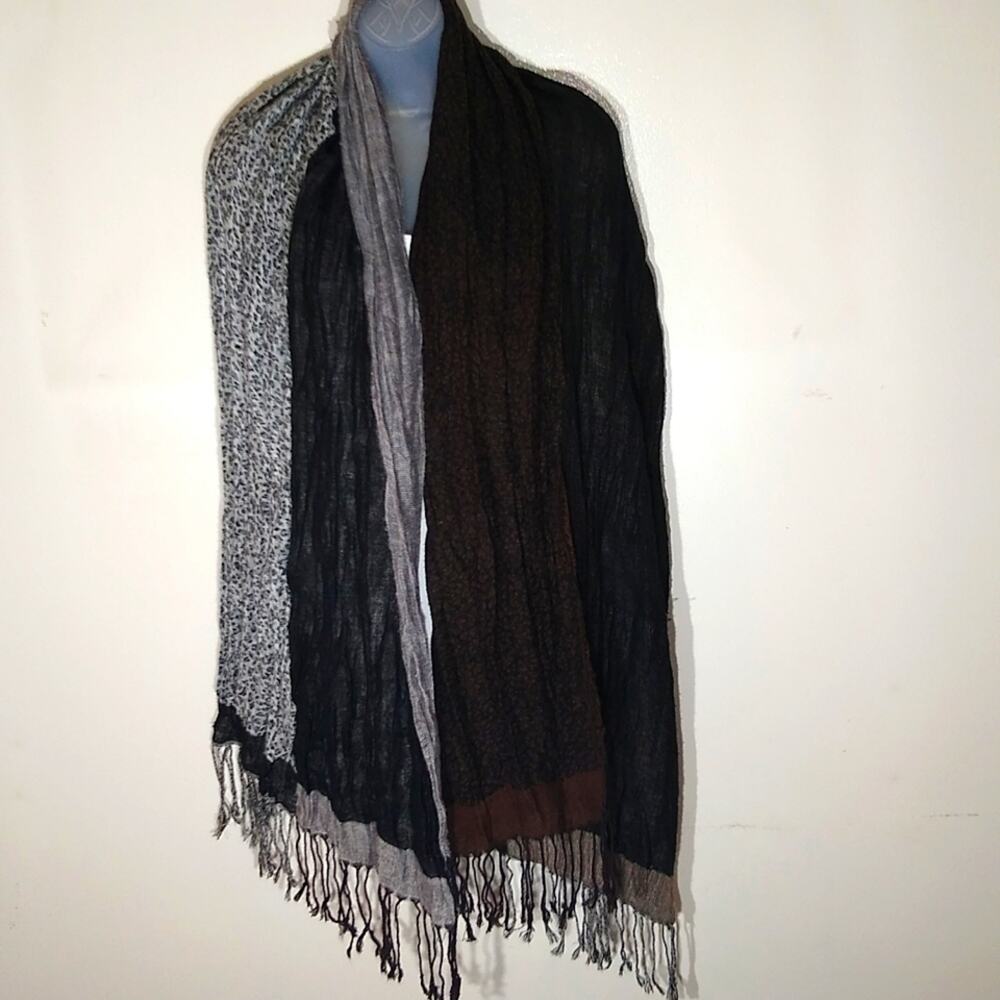 Women's Designer quilt like wrap 72X22 with fringe. Fun and Fabulous